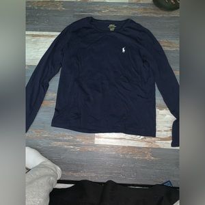 Navy long sleeve polo by Ralph T-shirt size L